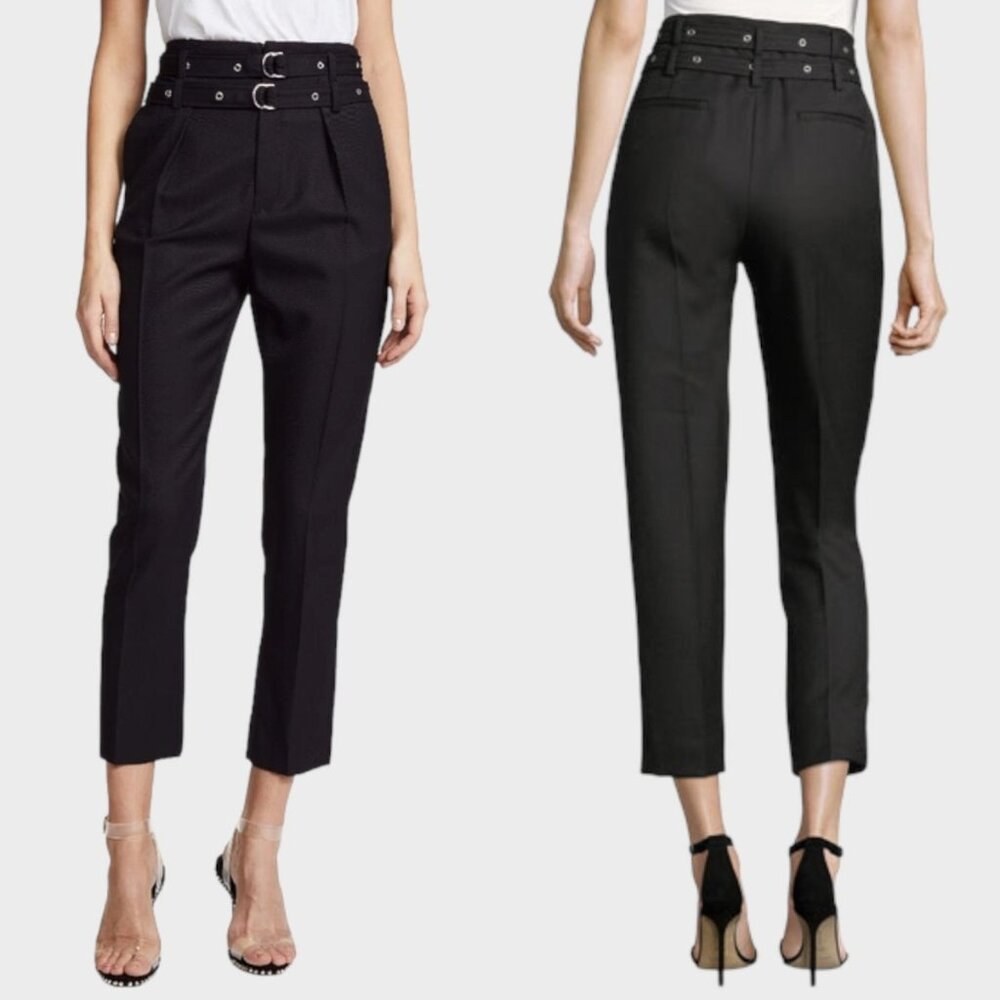 New IRO Lana Black High-Waist Pleated Wool Pants Trousers FR36 / US4